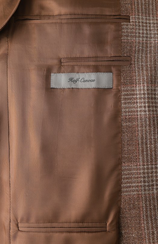 Пиджак из шерсти и шелка Corneliani 256018-2516208 Коричневый  256018-2516208 Фото 9