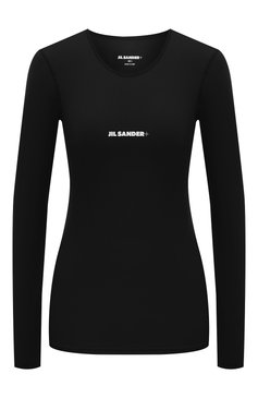 Женская лонгслив JIL SANDER черного цвета, арт. J40GC0019/J20031 | Фото 1 (Рукава: Длинные; Принт: Без принта; Материал внешний: Синтетический материал; Длина (для топов): Стандартные; Материал сплава: Проставлено; Драгоценные камни: Проставлено; Стили: Минимализм; Женское Кросс-КТ: Лонгслив-одежда)