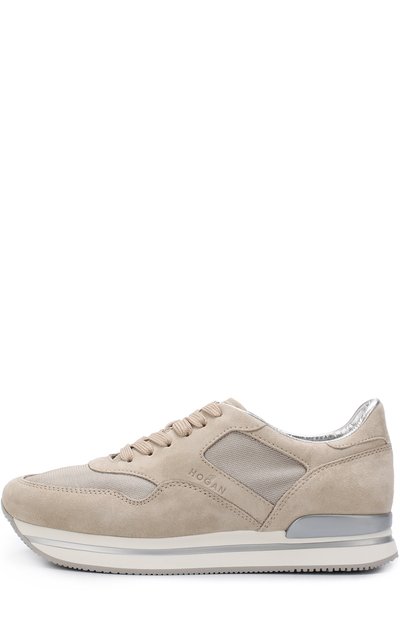 Комбинированные кроссовки на шнуровке HOGAN бежевого цвета по цене 44550 руб., арт. HXW2220N62DFI70KL4, фото 3 Комбинированные кроссовки на шнуровке HOGAN, арт. HXW2220N62DFI70KL4, фото 3