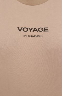 Женская хлопковая футболка CHAPURIN бежевого цвета, арт. TSH/18900/CORSICA/28784-М | Фото 6 (Материал внешний: Хлопок; Длина (для топов): Удлиненные; Женское Кросс-КТ: Футболка-одежда; Стили: Кэжуэл; Принт: С принтом; Рукава: Короткие)