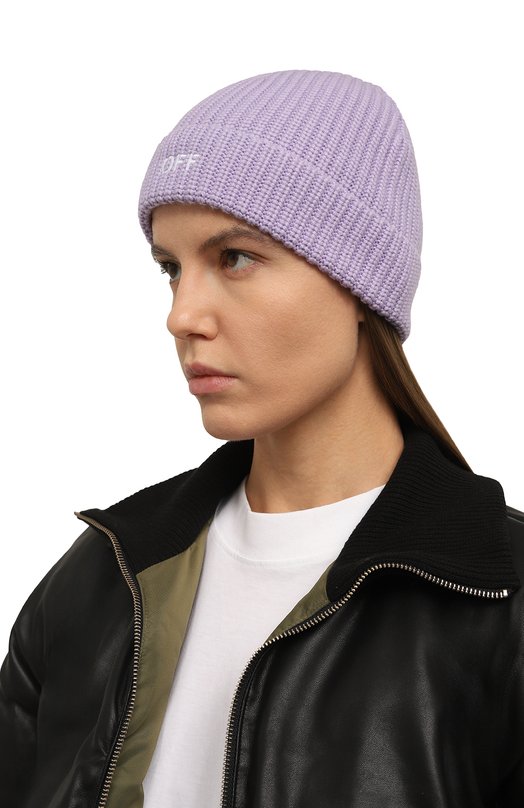 Шерстяная шапка Off-White 0WLC017F23KNI001 Сиреневый  0WLC017F23KNI001 Фото 2