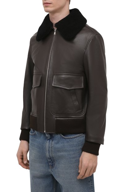 Кожаный бомбер с меховой отделкой LANVIN, арт. RM-LF0003-CM23-P21, фото 3