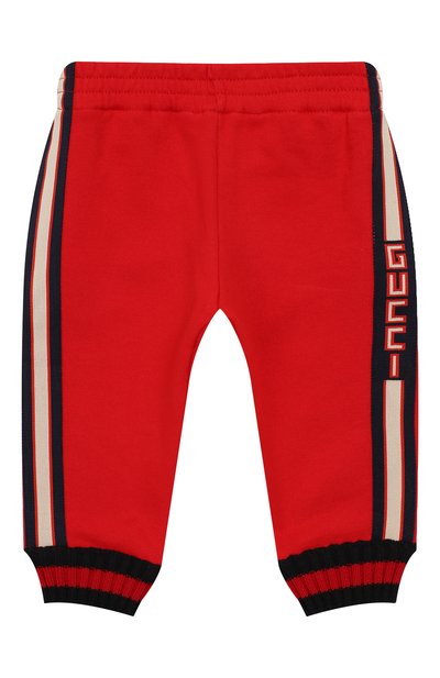 Хлопковые джоггеры GUCCI красного цвета по цене 21750 руб., арт. 497807/X9L52, фото 1 Хлопковые джоггеры GUCCI, арт. 497807/X9L52, фото 1
