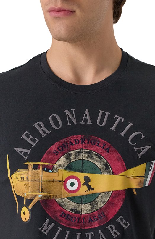 Хлопковая футболка Aeronautica Militare 251TS2414J641 Синий  251TS2414J641 Фото 5