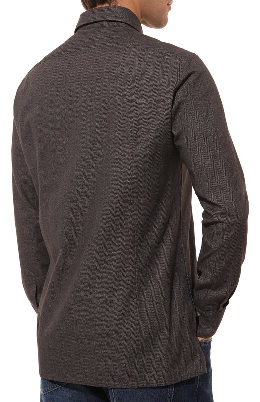 Хлопковая рубашка Kiton UMCNERH0908607 Коричневый  UMCNERH0908607 Фото 4