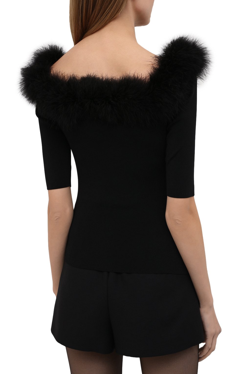Топ из вискозы с отделкой перьями SAINT LAURENT, арт. 657252/Y75BB, фото 4