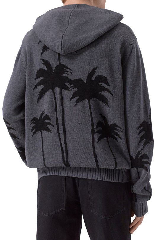 Худи из хлопка и шерсти Palm Angels PMHU026F25KNI001 Серый  PMHU026F25KNI001 Фото 4