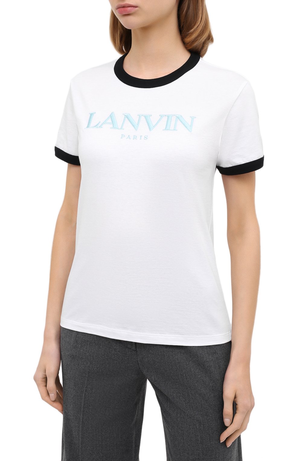 Хлопковая футболка LANVIN белого цвета по цене 24000 руб., арт. RW-T0688J-JR40-H20, фото 3 Хлопковая футболка LANVIN, арт. RW-T0688J-JR40-H20, фото 3