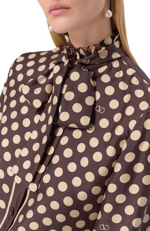 Шелковая блузка Valentino 7B3AB7T7/9JH Коричневый  7B3AB7T7/9JH Фото 5