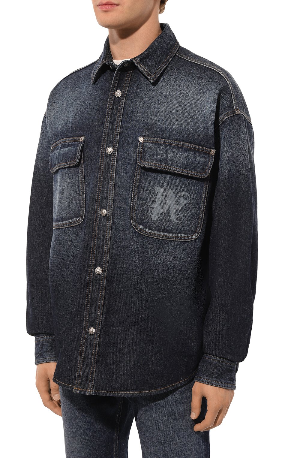 Джинсовая рубашка PALM ANGELS, арт. PMYD020F24DEN001, фото 3
