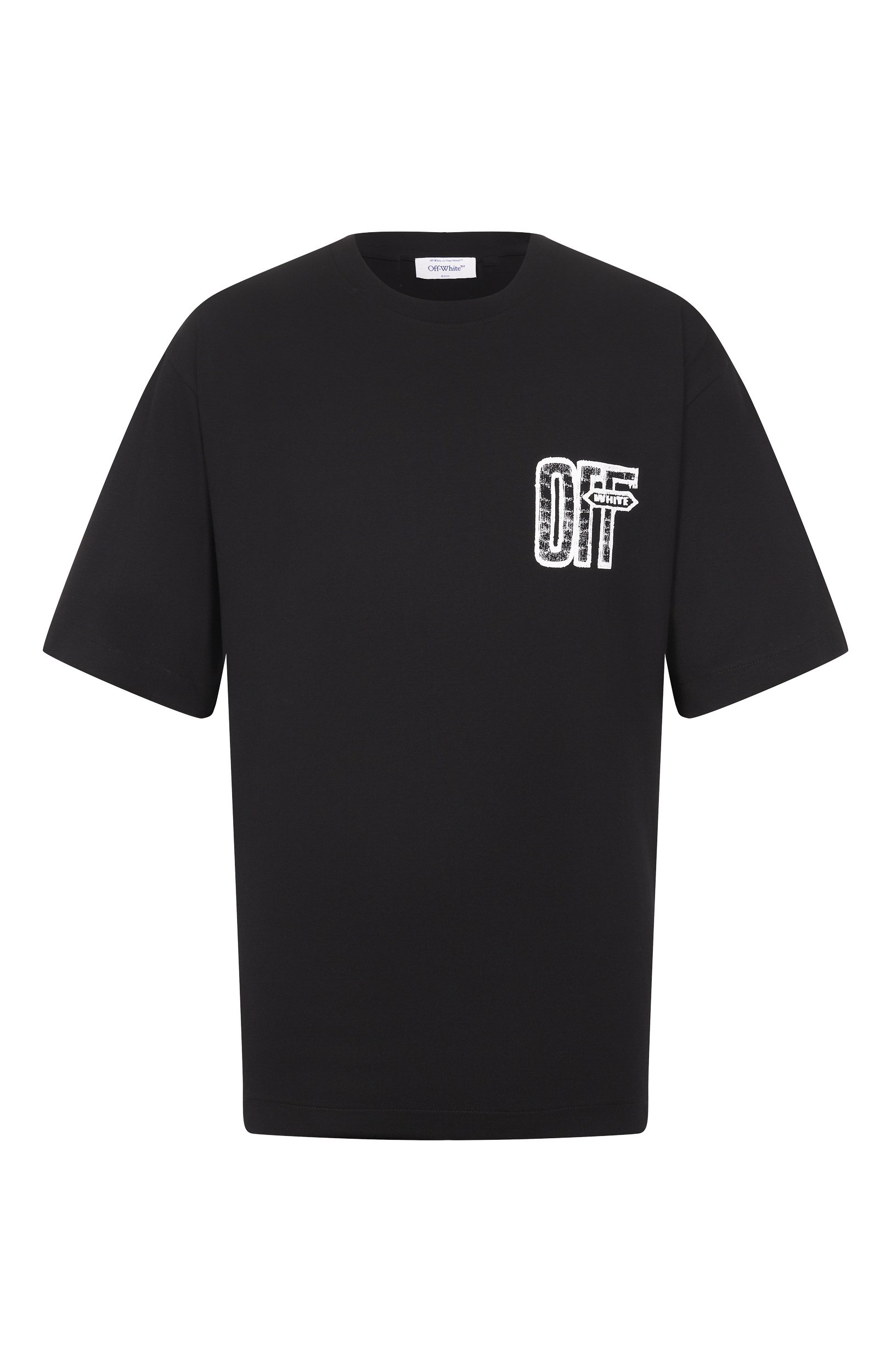 Хлопковая футболка OFF-WHITE черного цвета по цене 43500 руб., арт. 0MAA120F26JER00Y0, фото 1 Хлопковая футболка OFF-WHITE, арт. 0MAA120F26JER00Y0, фото 1