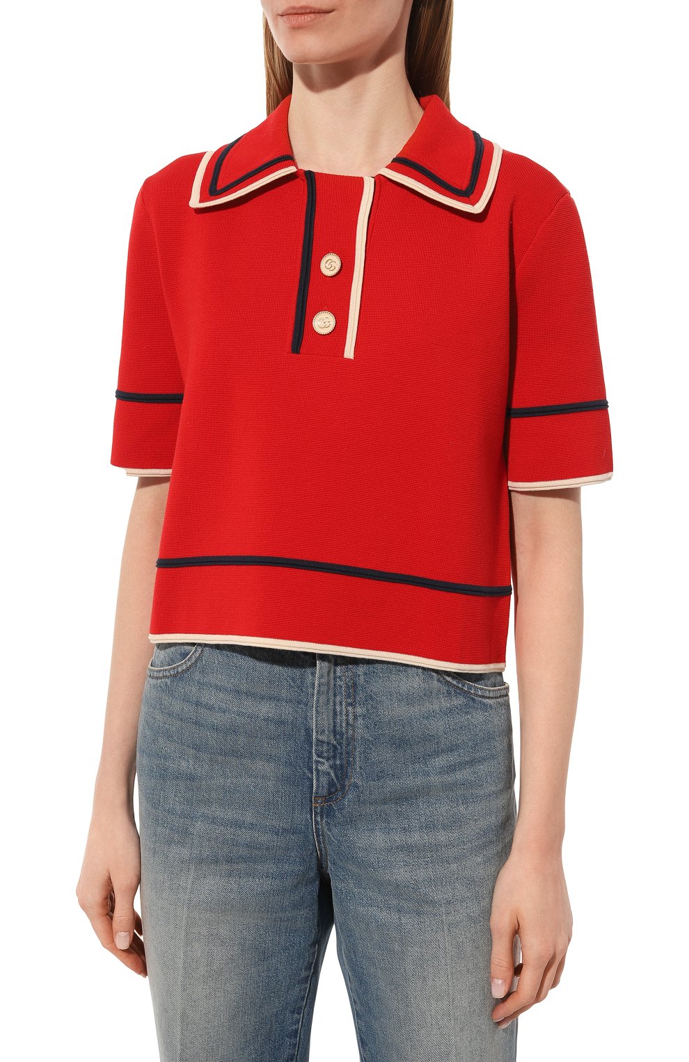 Поло из хлопка и шелка GUCCI, арт. 658364 XKBSK, фото 3