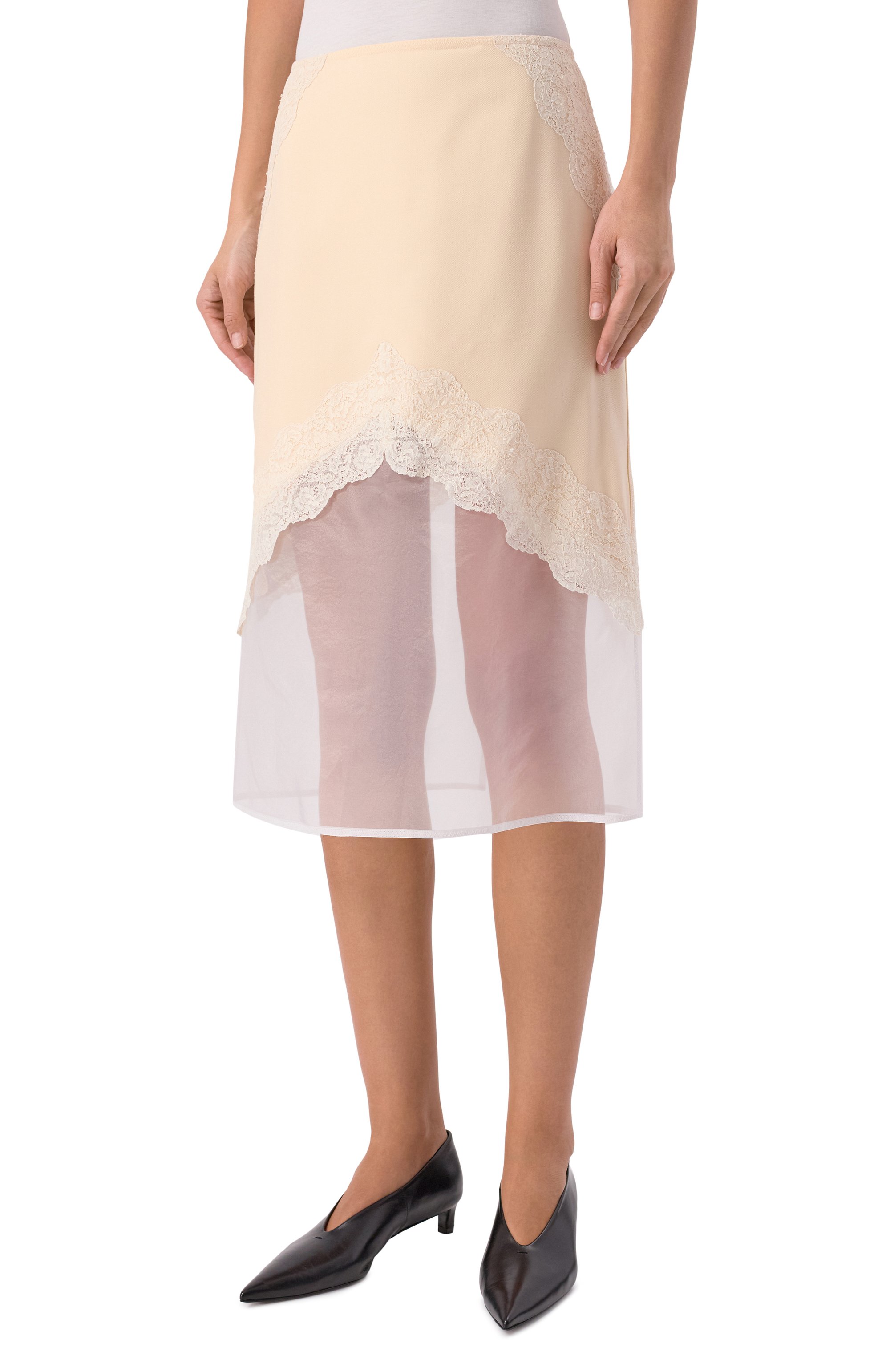 Шерстяная юбка JIL SANDER кремового цвета по цене 241500 руб., арт. J03MA0257/J40291, фото 3 Шерстяная юбка JIL SANDER, арт. J03MA0257/J40291, фото 3