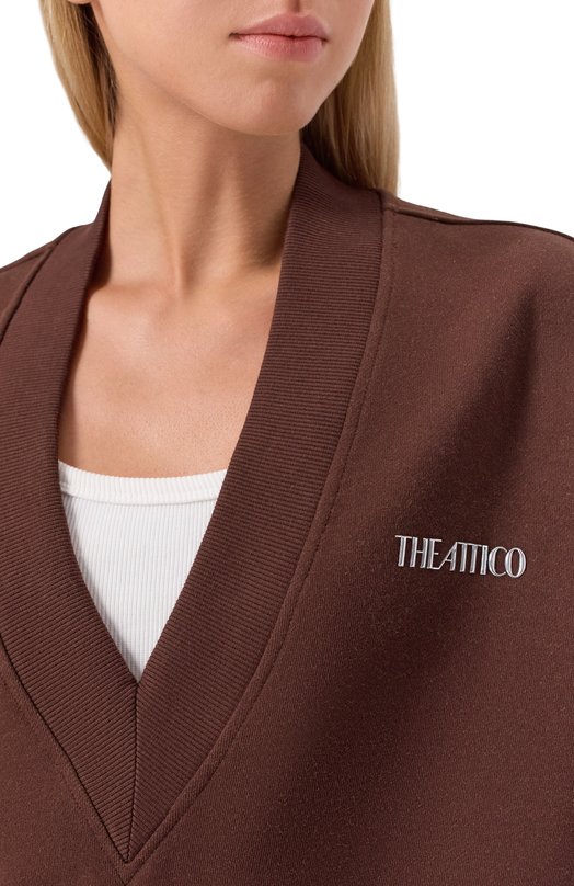 Хлопковый свитшот The Attico 251WCF00010/JJF007AA Коричневый  251WCF00010/JJF007AA Фото 5