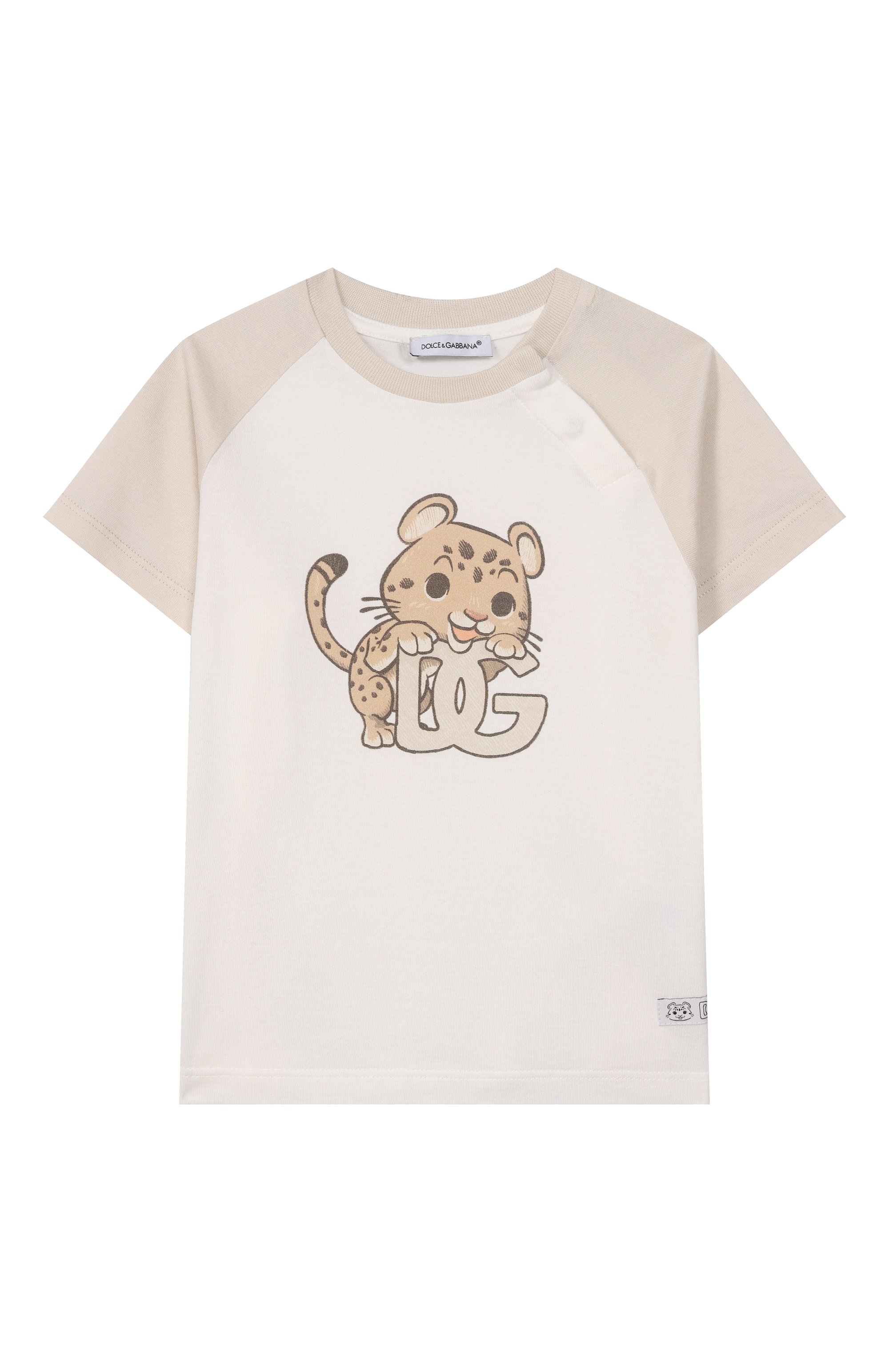 Хлопковая футболка DOLCE & GABBANA кремового цвета по цене 23600 руб., арт. L1JTHW/G7PNJ, фото 1 Хлопковая футболка DOLCE & GABBANA, арт. L1JTHW/G7PNJ, фото 1