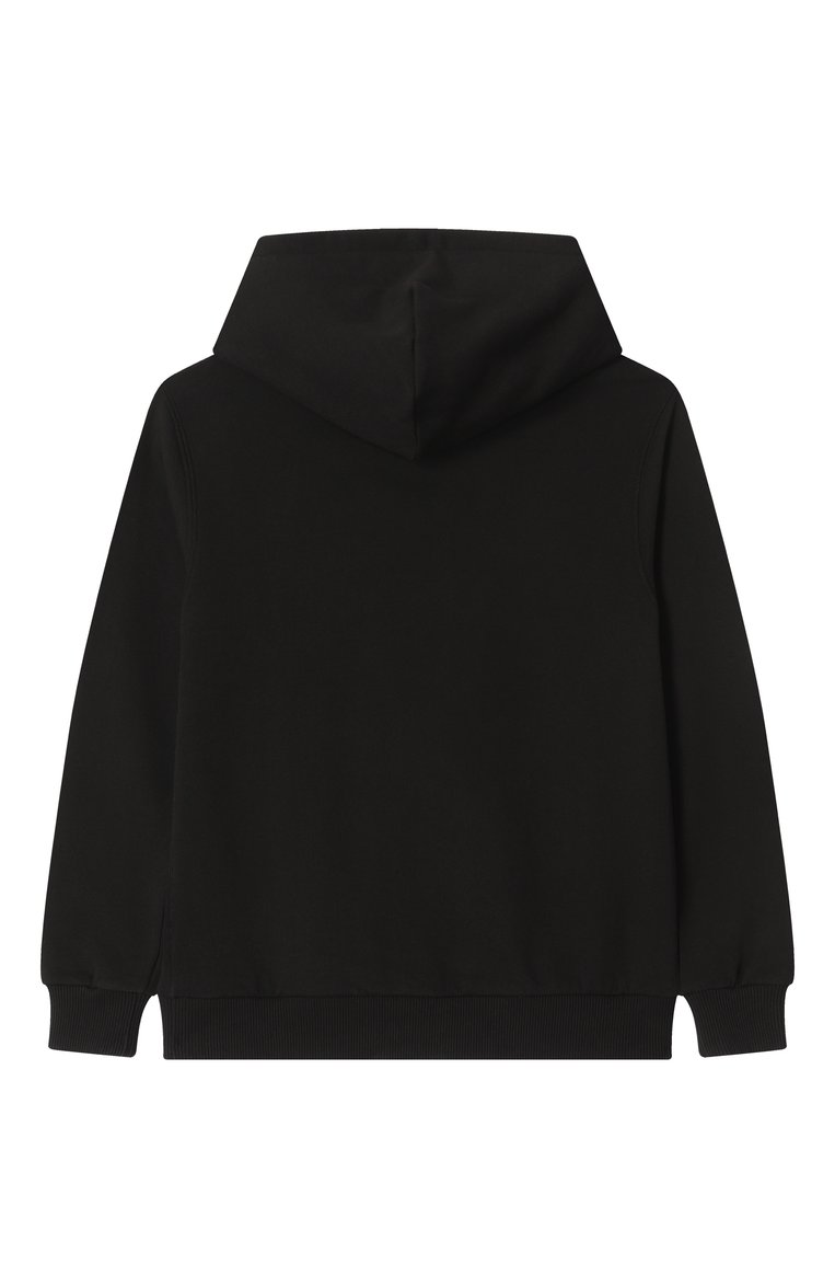 Детский хлопковое худи DOLCE & GABBANA черного цвета, арт. L4JWLI/G70SS/8-14 | Фото 2 (Материал внешний: Хлопок; Рукава: Длинные; Мальчики Кросс-КТ: Худи-одежда; Ростовка одежда: 8 лет | 128 см, 10 - 11 лет | 140 - 146см, 13 - 15 лет | 158 см)