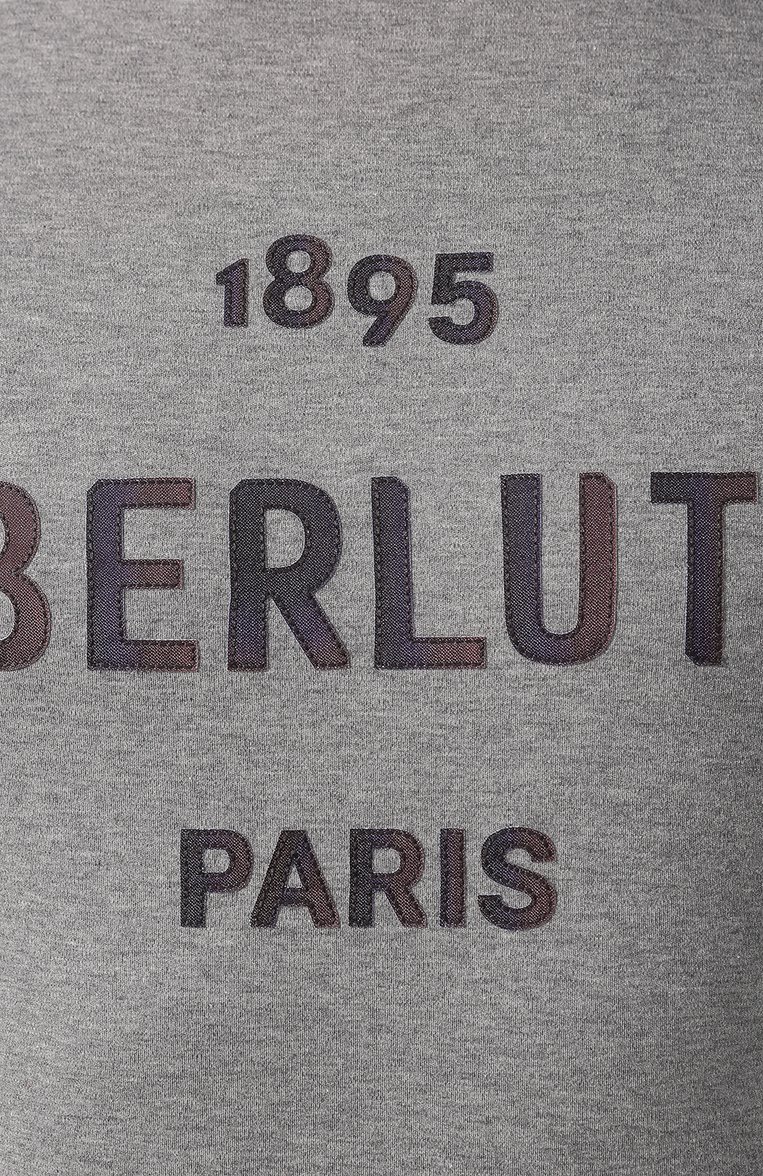 Мужская хлопковая футболка BERLUTI серого цвета, арт. R17JRS41-001 | Фото 5 (Материал внешний: Хлопок; Рукава: Короткие; Длина (для топов): Стандартные; Прин�т: С принтом; Стили: Кэжуэл; Материал сплава: Проставлено; Драгоценные камни: Проставлено; Мужское Кросс-КТ: Футболка-одежда; Кросс-КТ: Джерси)