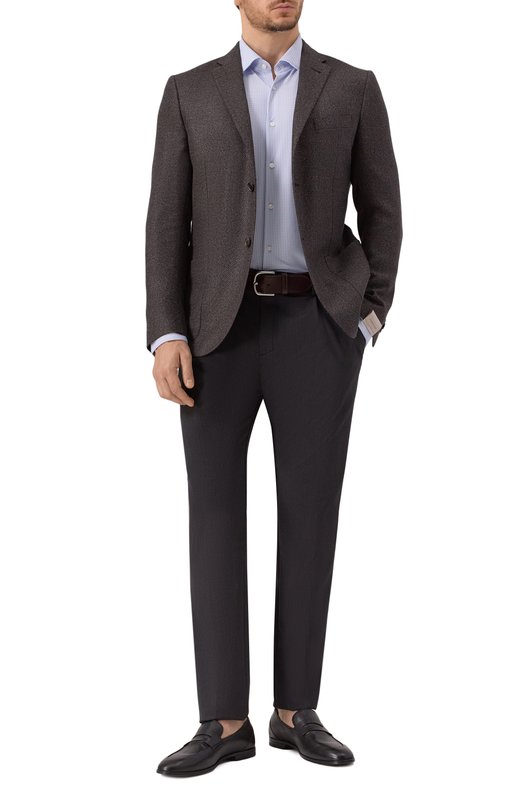 Пиджак из шерсти и шелка Corneliani 266002-2616339 Коричневый  266002-2616339 Фото 2