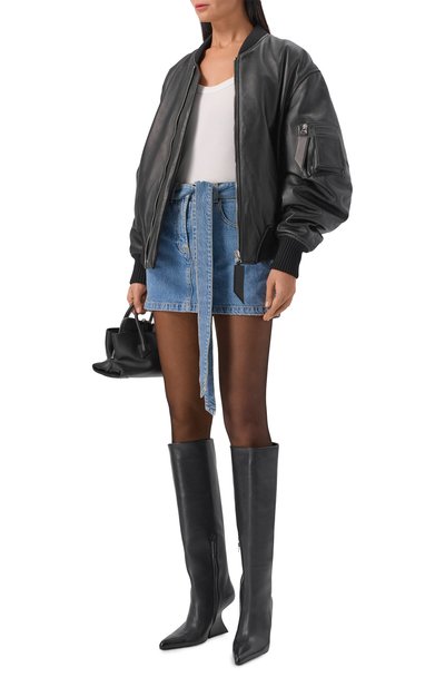 Женский утепленный кожаный бомбер THE ATTICO, арт. 260WCB00004/LBT128AA