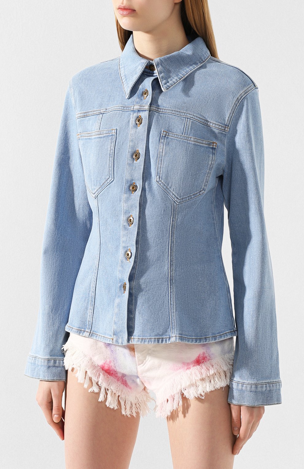 Джинсовая куртка NANUSHKA голубого цвета по цене 31400 руб., арт. B0DHI_LIGHT BLUE_STRETCH DENIM, фото 3 Джинсовая куртка NANUSHKA, арт. B0DHI_LIGHT BLUE_STRETCH DENIM, фото 3