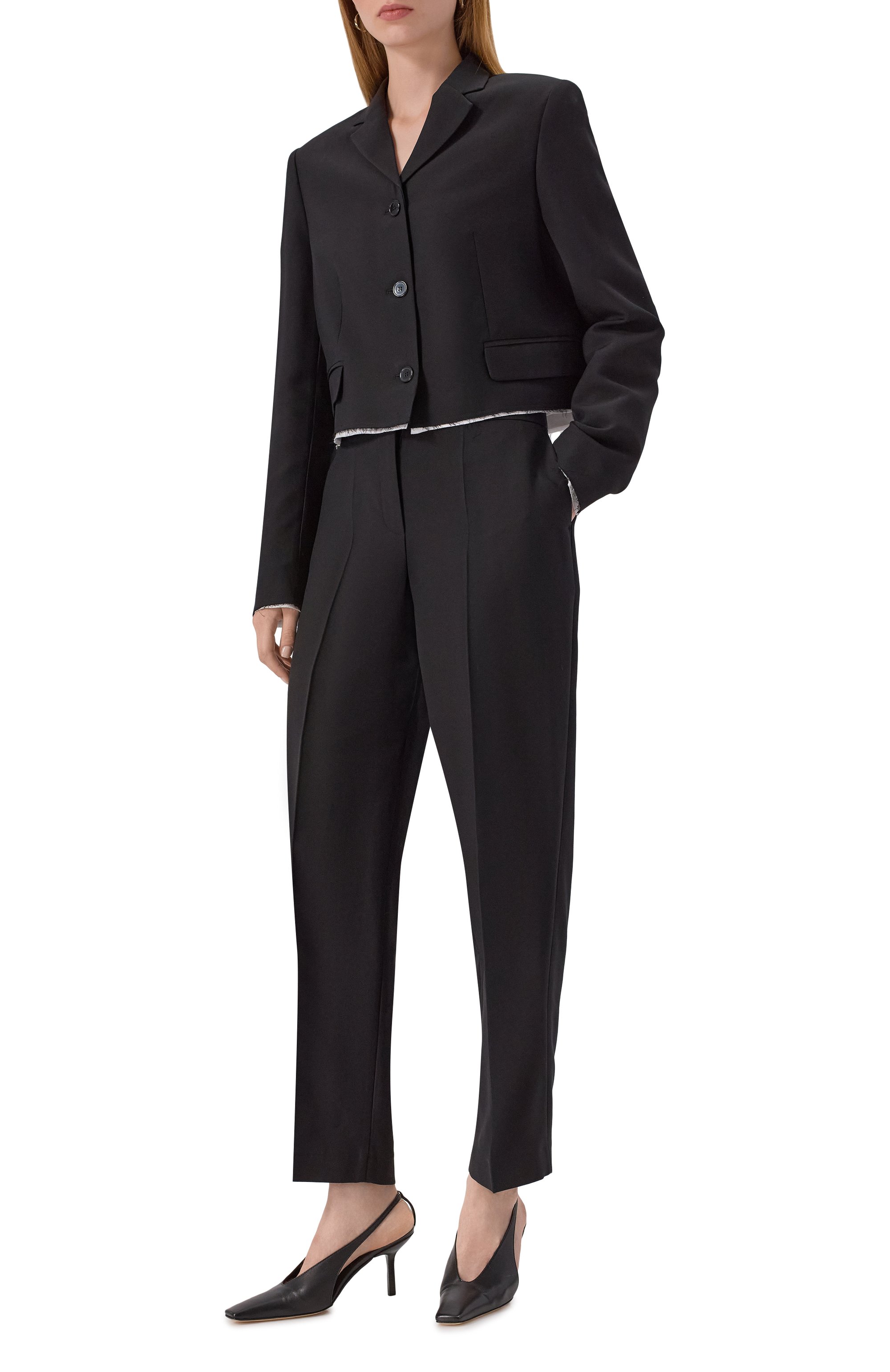 Брюки из шерсти и шелка 12 STOREEZ черного цвета по цене 29000 руб., арт. 132834, фото 2 Брюки из шерсти и шелка 12 STOREEZ, арт. 132834, фото 2