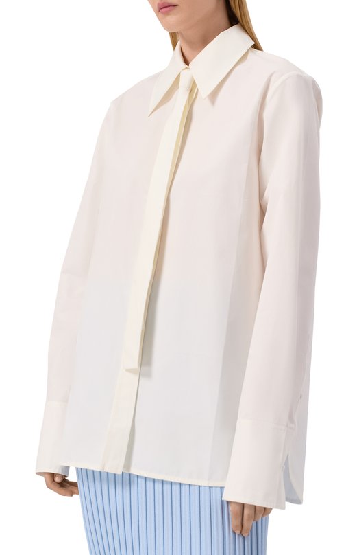Хлопковая рубашка Jil Sander J03DL0196-J45002 Кремовый  J03DL0196-J45002 Фото 3
