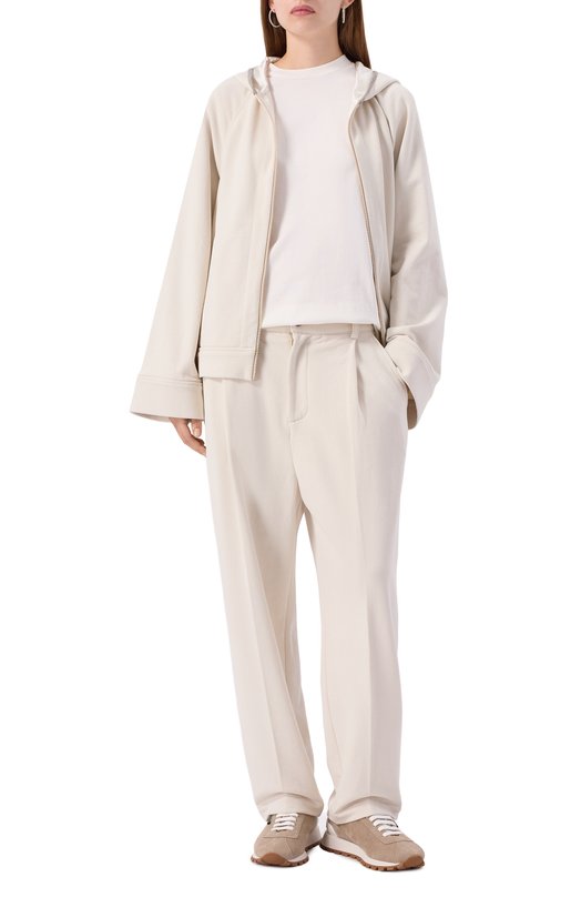 Хлопковая толстовка Brunello Cucinelli MN05NS0406 Кремовый  MN05NS0406 Фото 2