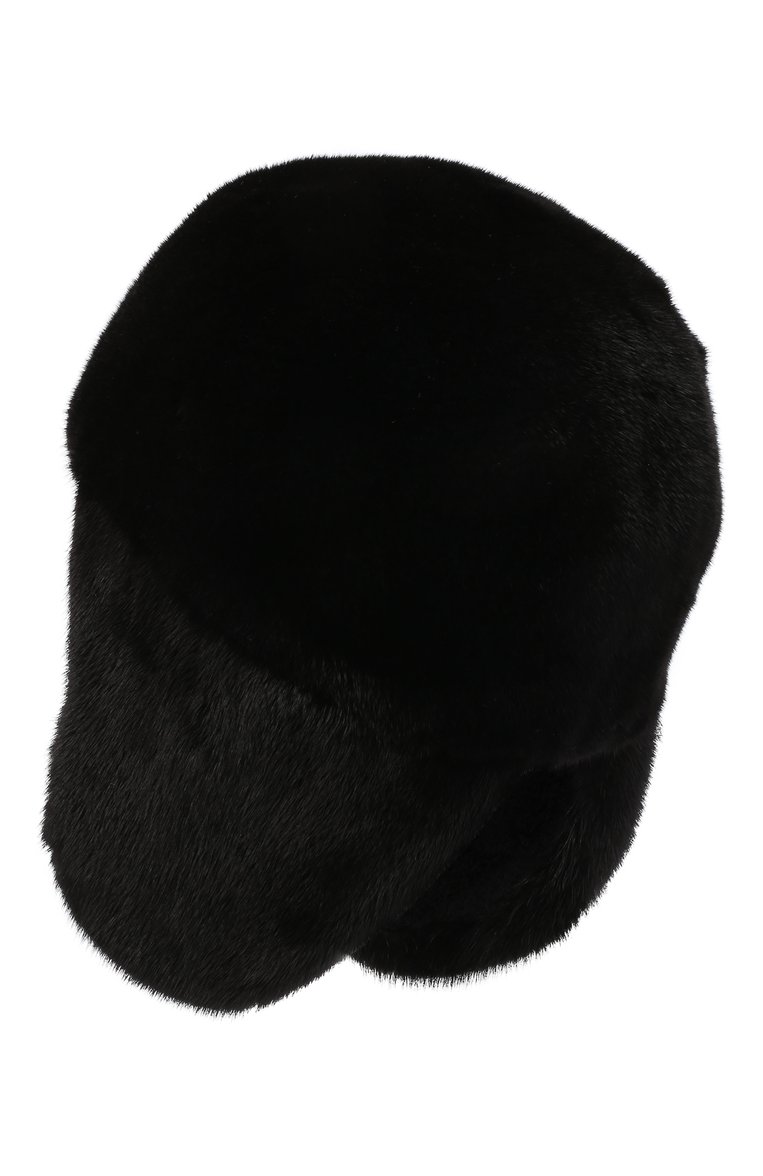 Женская шапка-ушанка из меха норки FURLAND черного цвета, арт. 0142300140080400811 | Фото 3 (Материал сплава: Проставлено; Нос: Не проставлено; Материал: Натуральный мех)