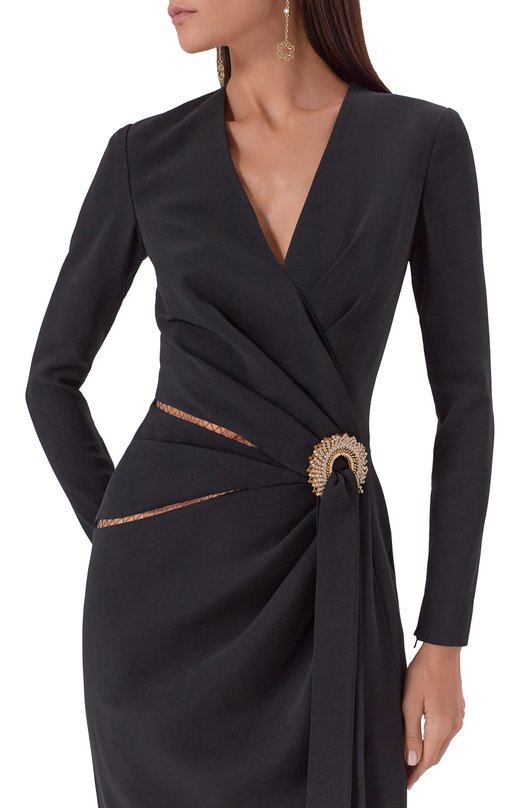 Платье из шелка и вискозы Elie Saab D0778AP25/CD003 Чёрный  D0778AP25/CD003 Фото 5