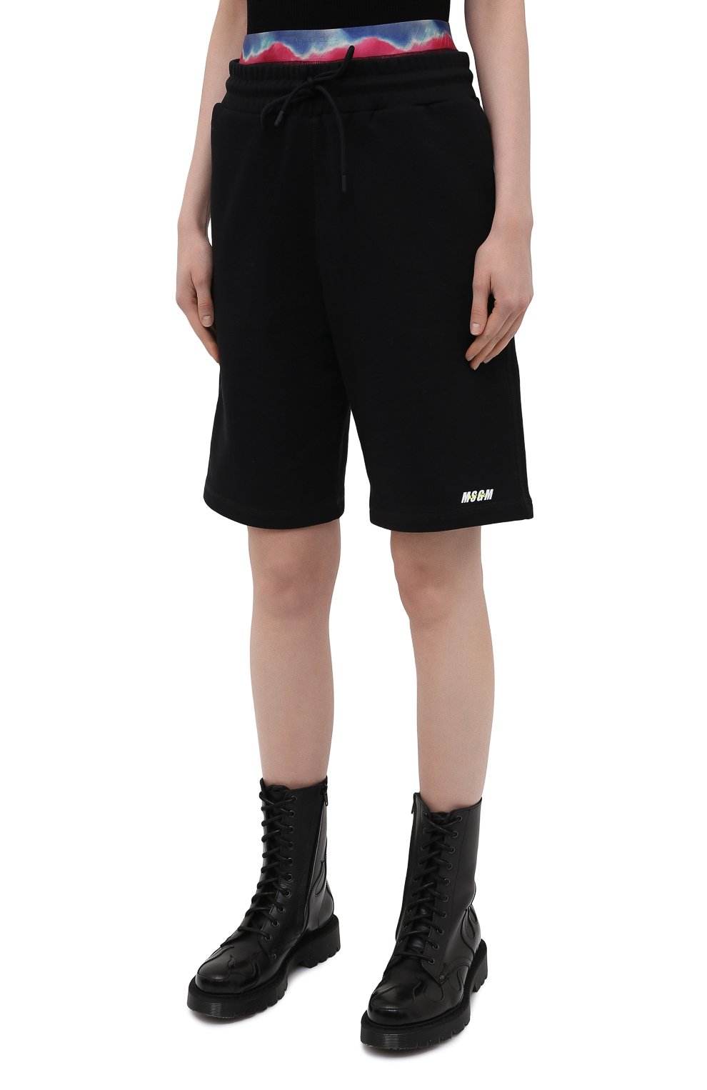 Хлопковые шорты MSGM черного цвета по цене 14150 руб., арт. 3045MDB01 217299, фото 3 Хлопковые шорты MSGM, арт. 3045MDB01 217299, фото 3