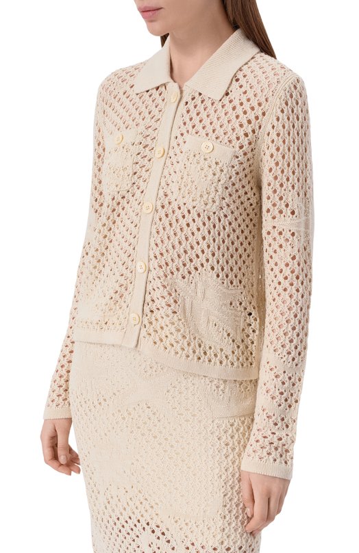 Кардиган изо льна и хлопка Zadig and Voltaire KWCA01672 Кремовый  KWCA01672 Фото 3