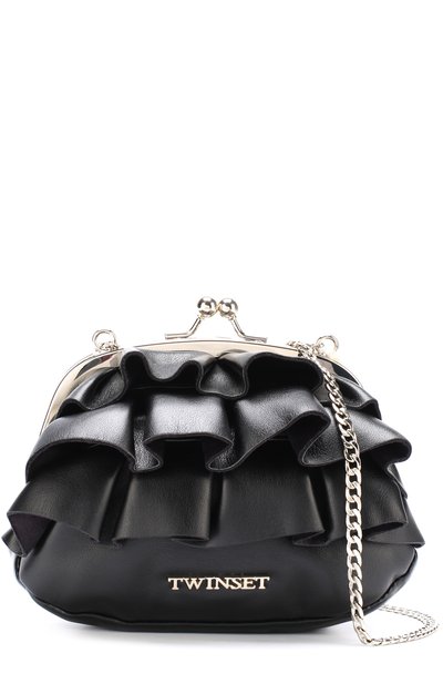 Сумка с оборками на цепочке TWINSET черного цвета по цене 7995 руб., арт. FA77BA, фото 4 Сумка с оборками на цепочке TWINSET, арт. FA77BA, фото 4