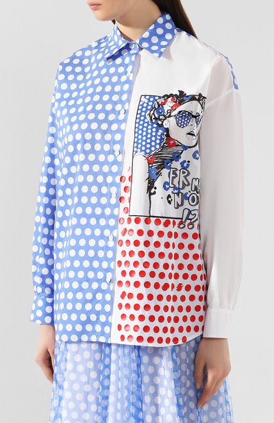 Хлопковая рубашка ERMANNO ERMANNO SCERVINO голубого цвета по цене 41050 руб., арт. 46T CM24 P0I, фото 3 Хлопковая рубашка ERMANNO ERMANNO SCERVINO, арт. 46T CM24 P0I, фото 3