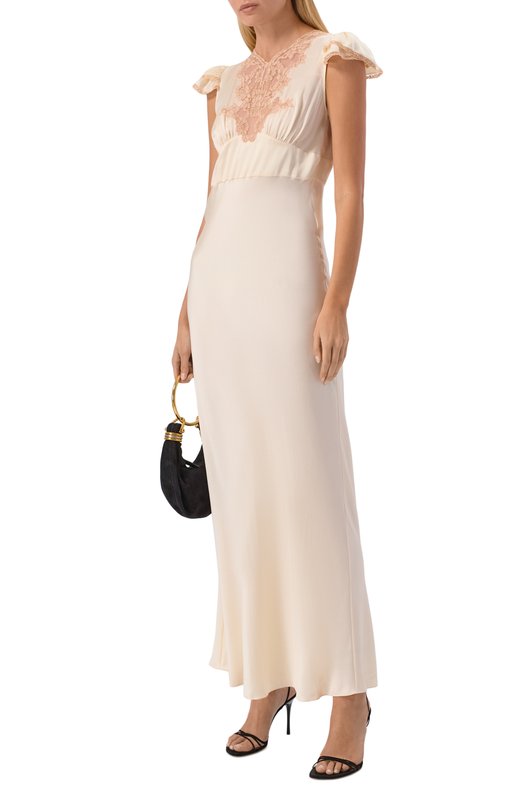 Атласное платье Chloé CH25WR079008 Кремовый  CH25WR079008 Фото 2