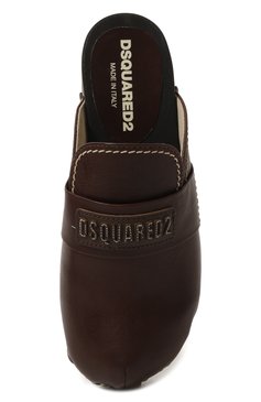 Детские кожаные сабо DSQUARED2 темно-коричневого цвета, арт. 77769/28-35 | Фото 4 (Девочки Кросс-КТ: Сабо; Материал внутренний: Натуральная кожа; Материал сплава: Проставлено; Нос: Не проставлено)