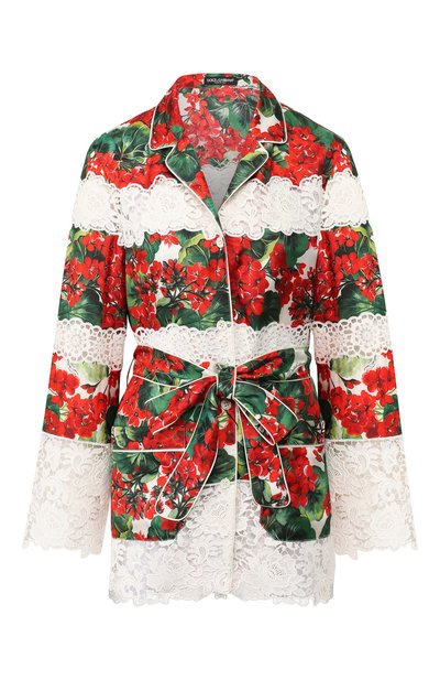 Женская блузка из смеси хлопка и шелка DOLCE & GABBANA, арт. F5J99Z/FGMFJ