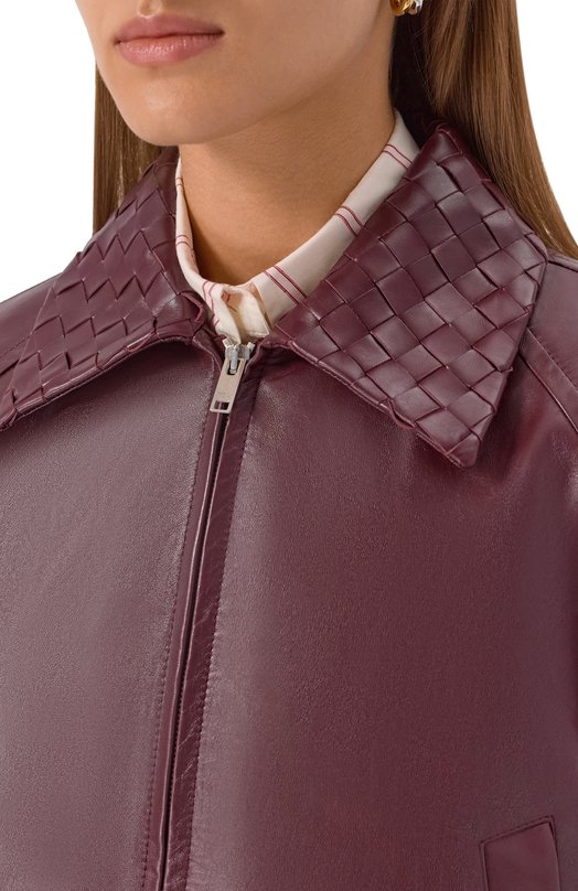 Кожаный бомбер Bottega Veneta 832893/V5BX0 Бордовый  832893/V5BX0 Фото 5