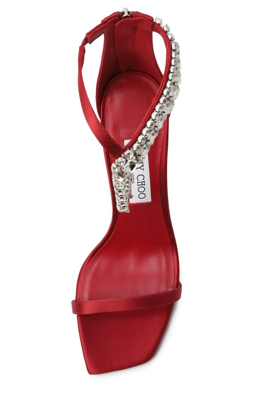 Текстильные босоножки Verity 100 Jimmy Choo VERITYSANDAL100SAT Красный  VERITYSANDAL100SAT Фото 6