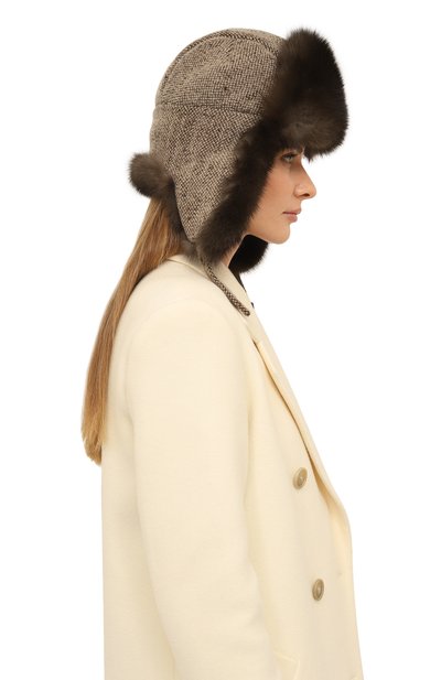 Кашемировая шапка-ушанка с отделкой из меха соболя BLACK SABLE, арт. BS-005F9, фото 2