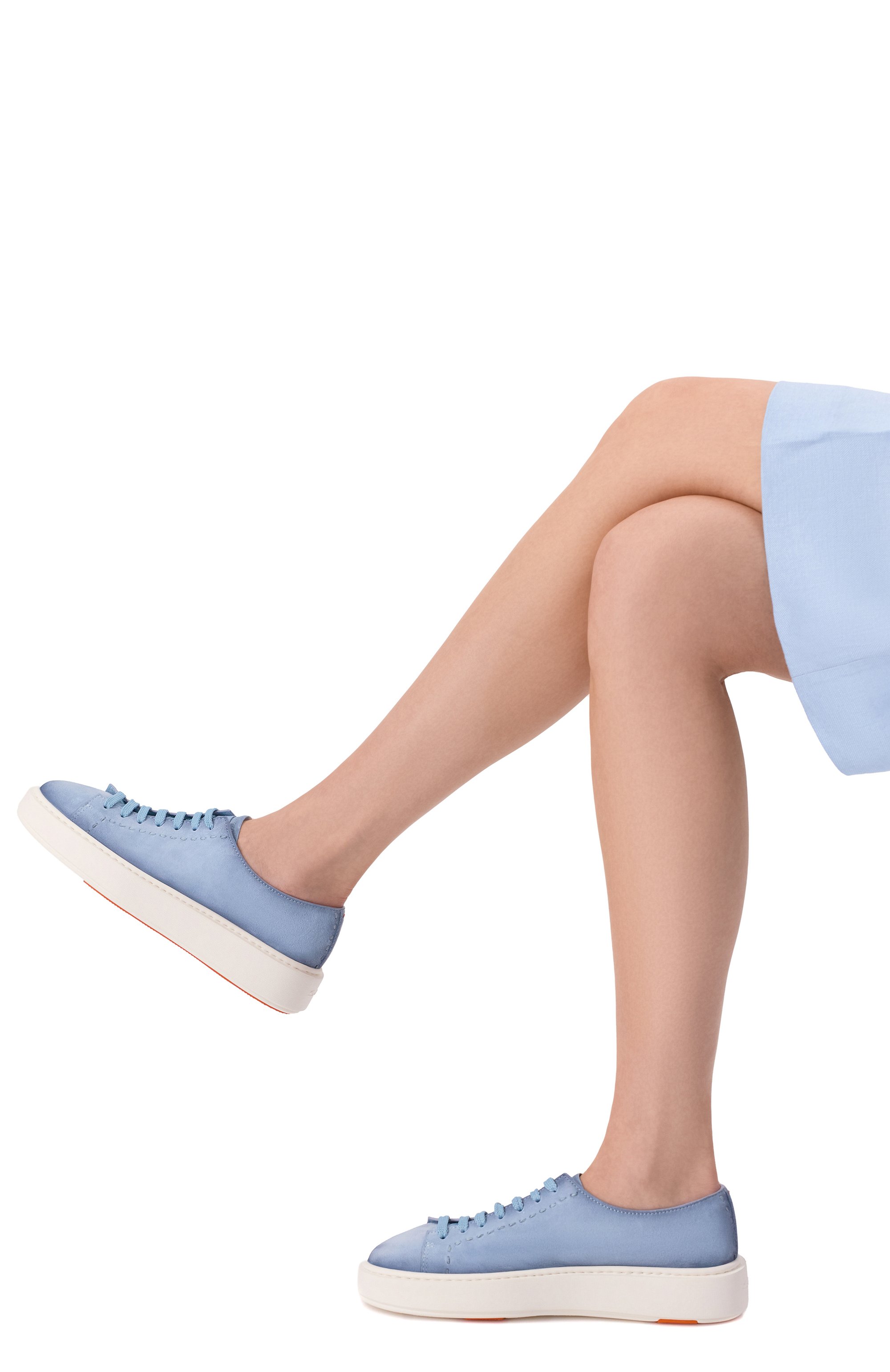 Замшевые кеды SANTONI голубого цвета по цене 103500 руб., арт. WBCG61355BARTEYA, фото 2 Замшевые кеды SANTONI, арт. WBCG61355BARTEYA, фото 2