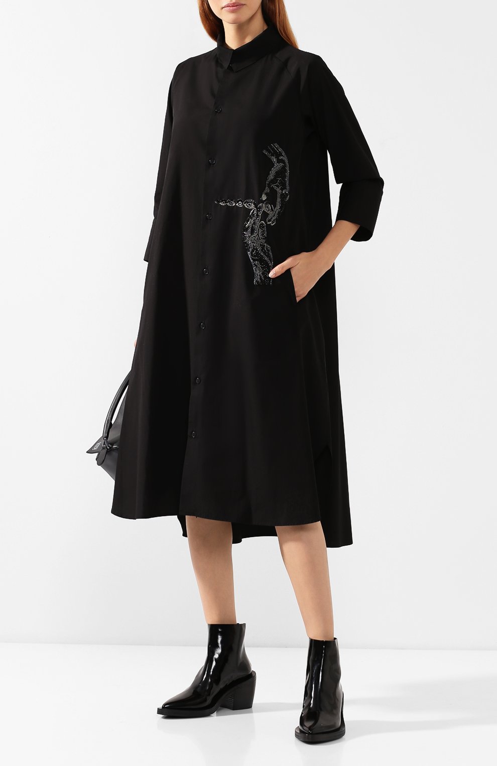 Хлопковое платье YOHJI YAMAMOTO, арт. YJ-D10-028, фото 2