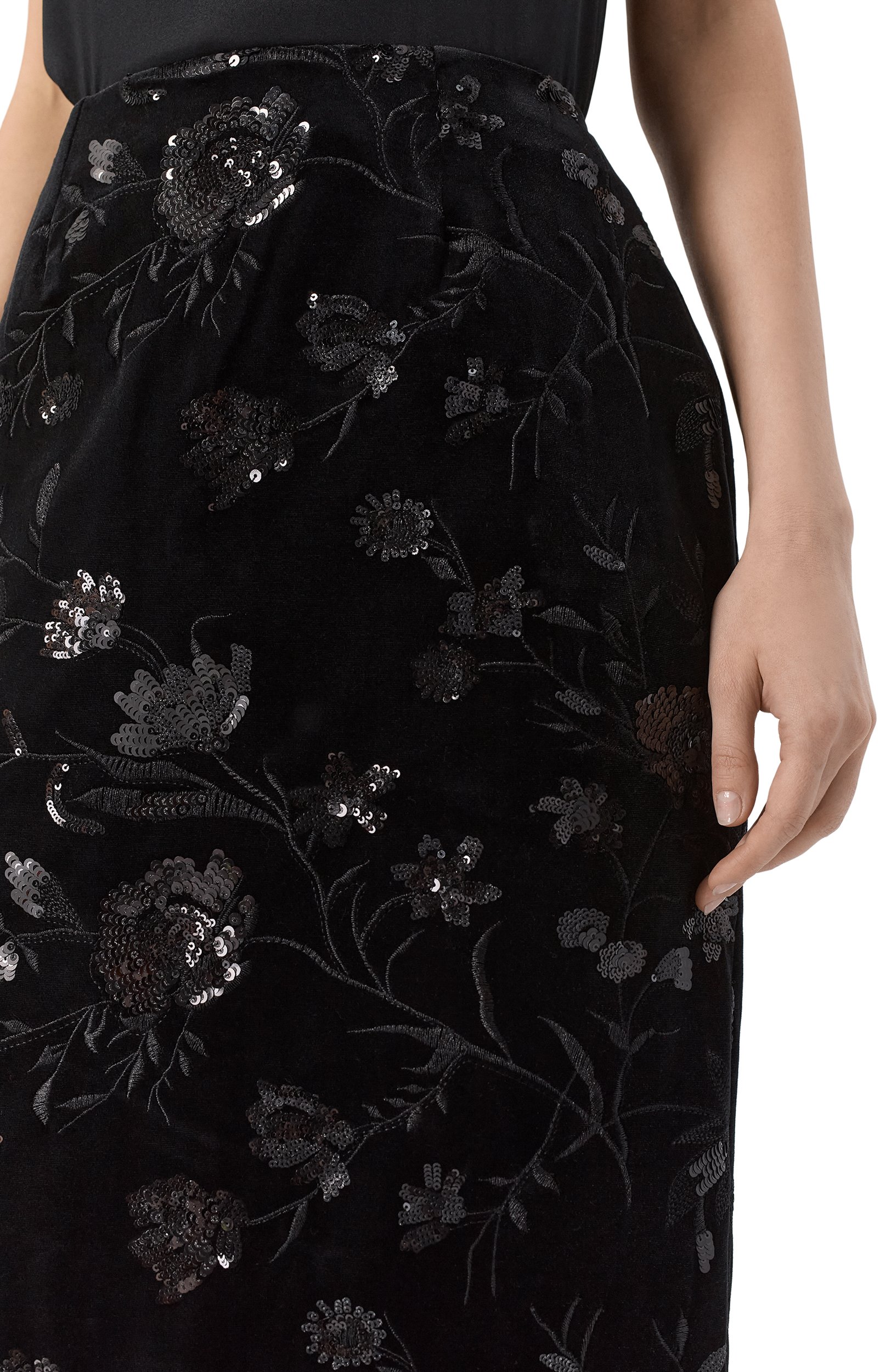 Бархатная юбка с отделкой пайетками ELIE SAAB, арт. SK370NP26/VLE02, фото 5