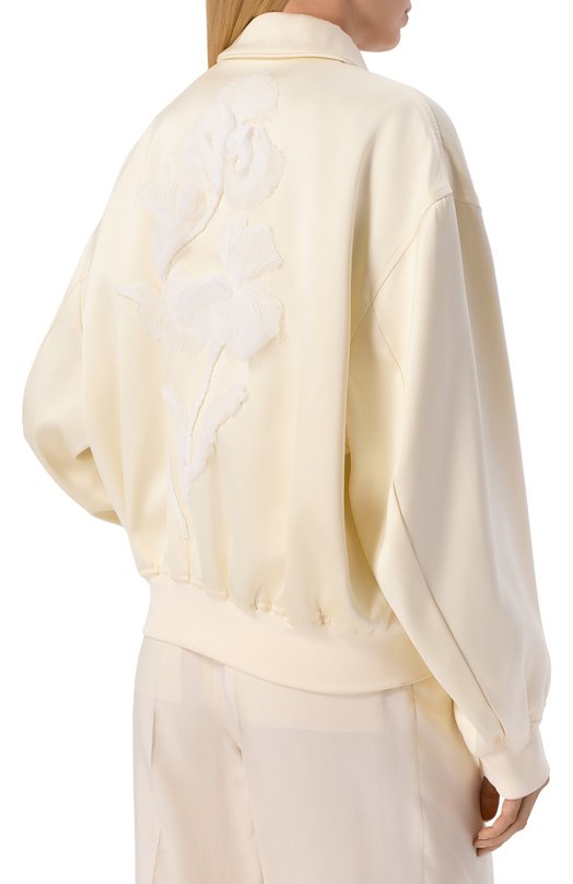 Атласный бомбер Jil Sander J03SW0007/J65329 Кремовый  J03SW0007/J65329 Фото 4