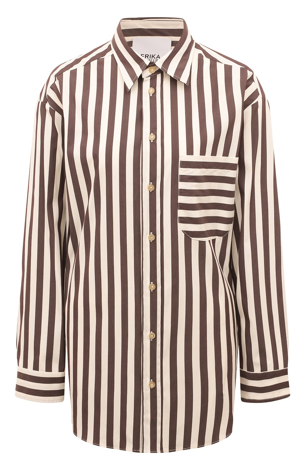 Хлопковая рубашка ERIKA CAVALLINI коричневого цвета по цене 46500 руб., арт. S3/P/P3SJ22, фото 1 Хлопковая рубашка ERIKA CAVALLINI, арт. S3/P/P3SJ22, фото 1