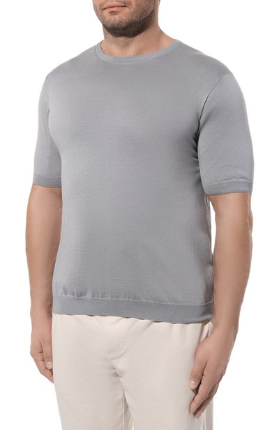 Джемпер из шелка и хлопка GIORGIO ARMANI серого цвета по цене 79950 руб., арт. 3HSM38/SM63Z, фото 3 Джемпер из шелка и хлопка GIORGIO ARMANI, арт. 3HSM38/SM63Z, фото 3