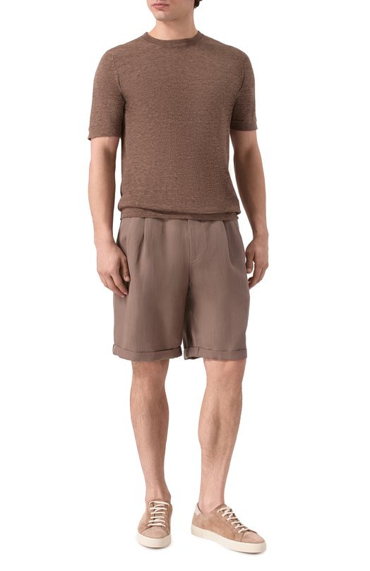 Шорты изо льна и хлопка Brunello Cucinelli MH255U0020 Коричневый  MH255U0020 Фото 2