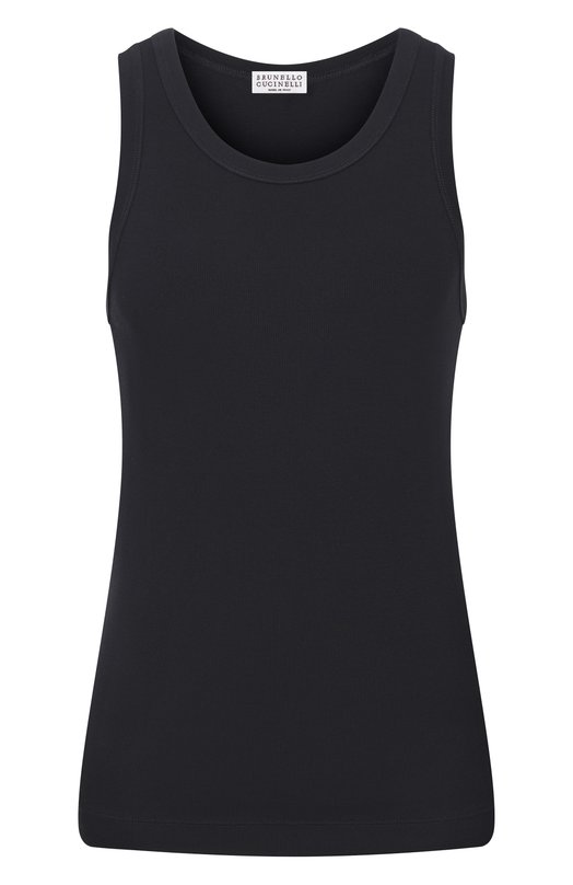 Хлопковая майка Brunello Cucinelli MPTC8FX230 Чёрный MPTC8FX230