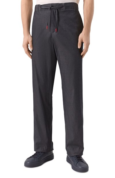 Хлопковые брюки KITON темно-серого цвета по цене 123000 руб., арт. UPN007H0922801, фото 3 Хлопковые брюки KITON, арт. UPN007H0922801, фото 3