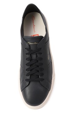 Мужские кожаные кеды double buckle SANTONI темно-синего цвета, арт. MBGG21967PNNTSIW | Фото 6 (Материал внешний: Натуральная кожа; Драгоценные камни: Проставлено; Материал внутренний: Натуральная кожа; Материал сплава: Проставлено; Подошва: Массивная; Материал утеплителя: Без утеплителя; Стили: Классический; Кросс-КТ: Низкие)