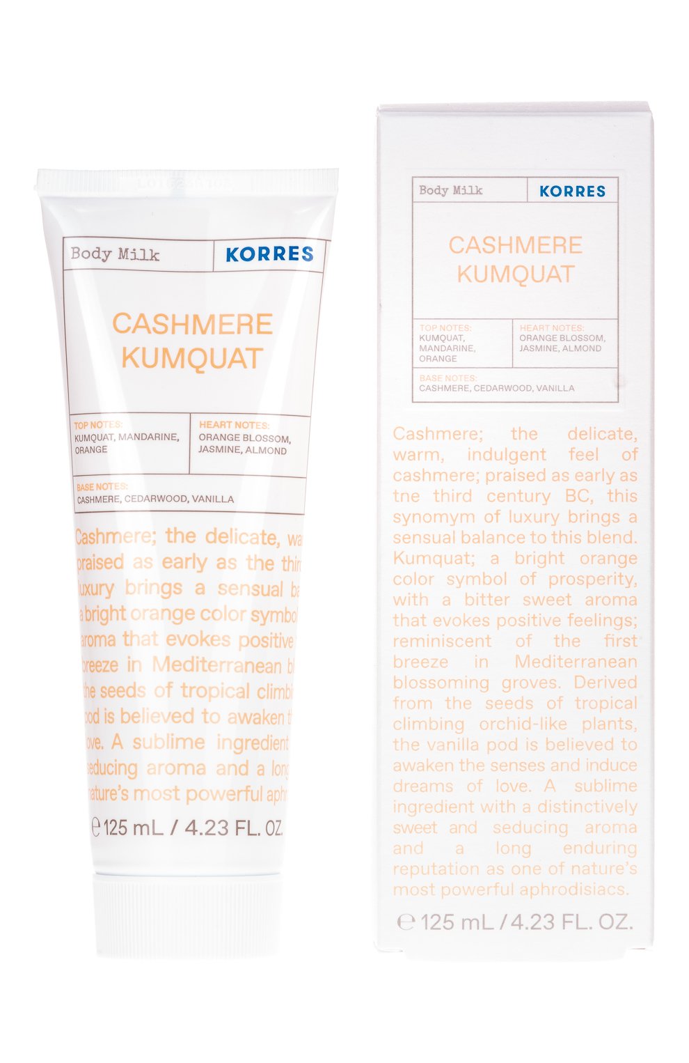 Молочко для тела "кашемировый кумкват" (125ml) KORRES бесцветного цвета по цене 2090 руб., арт. 5203069092398, фото 3 Молочко для тела "кашемировый кумкват" (125ml) KORRES, арт. 5203069092398, фото 3